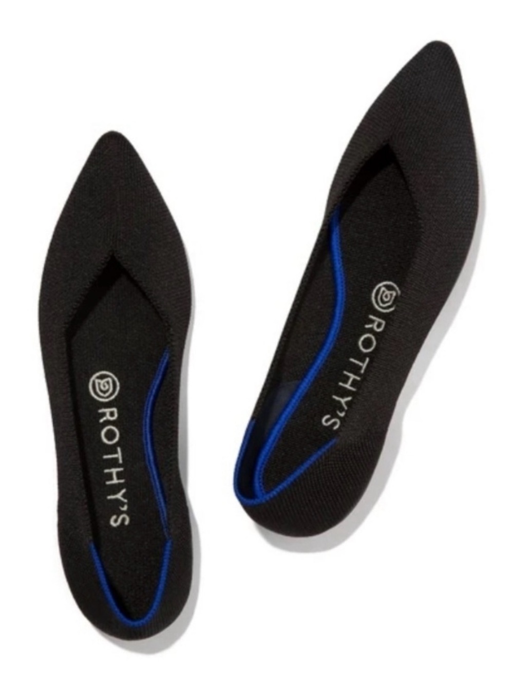 Rothys The Point Knit Ballet Flat Slip-On Shoes Black Size 8